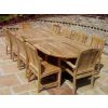 1.1m x 1.9m-2.7m Teak Oval Double Extending Table with 8 Marley Chairs and 2 Armchairs - 1