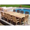 1.1m x 1.9m-2.7m Teak Rectangular Double Extending Table with 10 Marley Chairs - 1