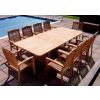 1.1m x 1.9m-2.7m Teak Rectangular Double Extending Table with 10 Marley Chairs - 0