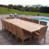 1.2m x 2.4m-3.2m Teak Rectangular Double Extending Table with 10 Marley Chairs and 2 Armchairs  - 3