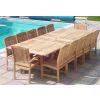 1.2m x 2.4m-3.2m Teak Rectangular Double Extending Table with 10 Marley Chairs and 2 Armchairs  - 0