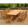 1.1m x 1.9m-2.7m Teak Rectangular Double Extending Table with 10 Marley Chairs - 2