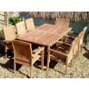 1.9m Teak Rectangular Pedestal Table with 8 Marley Chairs  - 0