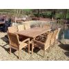 1.9m Teak Rectangular Pedestal Table with 8 Marley Chairs  - 1