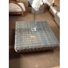 100cm Natural Wicker Glass Topped Coffee Table - 0
