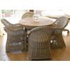 1m Reclaimed Teak Circular Pedestal Dining Table with 4 Riviera Armchairs - 1
