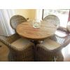 1m Reclaimed Teak Circular Pedestal Dining Table with 4 Riviera Armchairs - 0