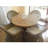 1m Reclaimed Teak Circular Pedestal Dining Table with 4 Riviera Armchairs - 2