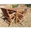 80cm Teak Square Fixed Table with 4 Classic Folding Chairs - 0