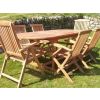 80cm x 1.5m-2.1m Teak Oval Extending Table with 4 Classic Folding Armchairs & 2 Harrogate Recliners - 5