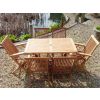 1.2m Teak Rectangular Folding Table with 4 Classic Folding Chairs and 2 Armchairs - 1