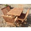 1.2m Teak Rectangular Folding Table with 4 Classic Folding Chairs and 2 Armchairs - 0