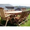80cm x 1.5m-2.1m Teak Oval Extending Table with 6 Classic Folding Chairs & 2 Harrogate Recliners - 3