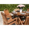 1.2m Reclaimed Teak Outdoor Open Slatted Dartmouth Table with 4 Marley Armchairs - 7