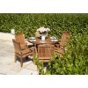 1.2m Reclaimed Teak Outdoor Open Slatted Dartmouth Table with 4 Marley Armchairs - 5