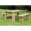 Swedish Redwood Chunky Dining Table with 2 Backless Benches - 0