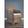 Donna Natural Wicker Armchair with Inset Cushion Footstool  - 1