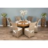 1.2m Reclaimed Teak Circular Pedestal Dining Table with 6 Latifa Dining Chairs - 0