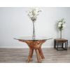 1.2m Reclaimed Teak Root Circular Dining Table with 4 Donna Armchairs - 6