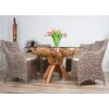 1.5m x 1.2m Reclaimed Teak Root Oval Dining Table with 4 Donna Armchairs - 2