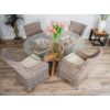 1.5m x 1.2m Reclaimed Teak Root Oval Dining Table with 4 Donna Armchairs - 0