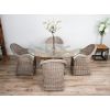 1.5m x 1.2m Reclaimed Teak Root Oval Dining Table with 4 Riviera Armchairs - 0