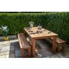 2m Reclaimed Teak Outdoor Open Slatted Table with 2 Backless Benches  - 0