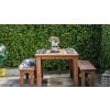 2m Reclaimed Teak Outdoor Open Slatted Table with 2 Backless Benches  - 3