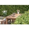 2m Reclaimed Teak Outdoor Open Slatted Table with 2 Backless Benches  - 4
