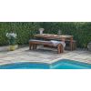 2m Reclaimed Teak Outdoor Open Slatted Table with 2 Backless Benches  - 5