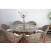 1.5m x 1.2m Reclaimed Teak Root Oval Dining Table with 4 Scandi Chairs - 6