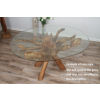 2.4m x 1.4m Reclaimed Teak Root Oval Dining Table - 0