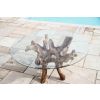 1.5m Reclaimed Teak Root Garden Dining Table with 6 Stackable Zorro Chairs - 5
