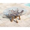 1.5m Reclaimed Teak Root Circular Garden Table with 6 Marley Chairs - With or Without Arms - 7