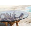 1.5m Reclaimed Teak Root Circular Garden Table with 6 Marley Chairs - With or Without Arms - 9