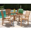60cm Teak Circular Folding Table with 4 Solid Teak Chairs - 0