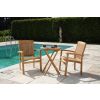 60cm Teak Circular Folding Table with 2 Solid Teak Chairs - 1