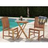 60cm Teak Circular Folding Table with 2 Solid Teak Chairs - 0