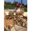 70cm Teak Square Folding Table with 4 Classic Folding Chairs / Armchairs - 2
