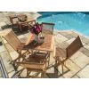 70cm Teak Square Folding Table with 4 Classic Folding Chairs / Armchairs - 5