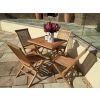 70cm Teak Square Folding Table with 4 Classic Folding Chairs / Armchairs - 0