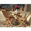 70cm Teak Square Folding Table with 4 Classic Folding Chairs / Armchairs - 1