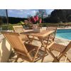 70cm Teak Square Folding Table with 4 Classic Folding Chairs / Armchairs - 6