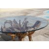 1.5m Reclaimed Teak Root Garden Dining Table with 4 Latifa Dining Chairs - 11
