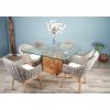 1.4m Reclaimed Teak Root Square Block Dining Table with 6 Scandi Armchairs  - 1