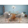 1.4m Reclaimed Teak Root Square Block Dining Table with 6 Scandi Armchairs  - 7
