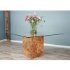 1.4m Reclaimed Teak Root Square Block Dining Table with 6 Scandi Armchairs  - 11