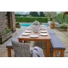 3m Reclaimed Teak Outdoor Open Slatted Table with 2 Backless Benches & 2 Donna Armchairs - 1