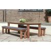 2.4m Reclaimed Teak Outdoor Open Slatted Table with 2 Backless Benches  - 2