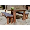 2.4m Reclaimed Teak Outdoor Open Slatted Table with 2 Backless Benches  - 3